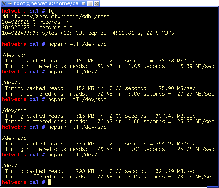 dd and hdparm performance of the Western Digital MyBook Pro Edition II